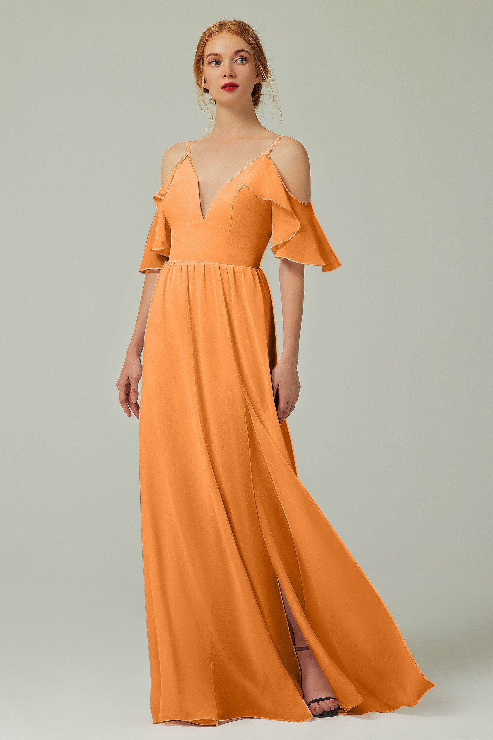 A-Line Floor Length Chiffon Bridesmaid Dress CB0236 - COCOMELODY